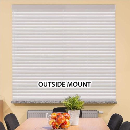 Size 22.5x48 Color White Home Decorators Collection White Cordless Faux Wood Blinds for Windows with 2 in. Slats - 23 in. W x 48 in. L (Actual Size 22.5 in. W x 48 in. L)
