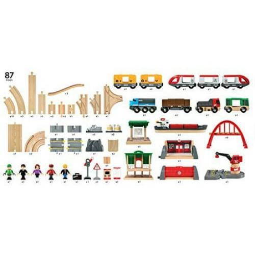 BRIO World 33052 Deluxe Railway Set | Wooden Toy Train Set for Kids Age 3 and Up, Green