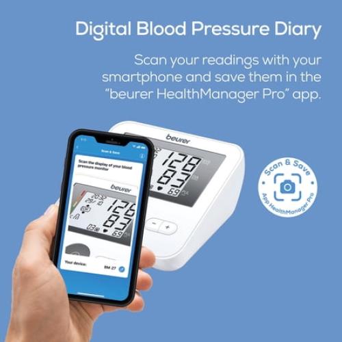 BM27 Upper Arm Blood Pressure Monitor, 120 Memory Sets, Irregular Heart Rate Detection, Apple Health Compatible