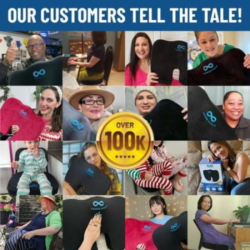 Everlasting Comfort Memory Foam Seat Cushion, Ergonomic U-Shaped Design, Tailbone Pain Relief, Black