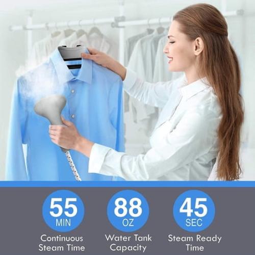 PurSteam Standing Garment Steamer with Wheels, 1h  of Continuous Steam, Ironing Board