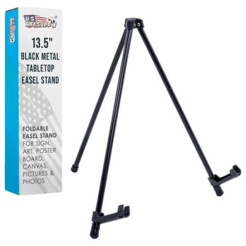 U.S. Art Supply 14 High Exhibitor Steel Tabletop Instant Display Easel - Portable Tripod Stand Paintings Pictures Signs