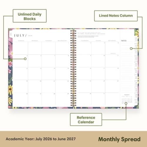 Blue Sky Sustainability 2026-2027 Weekly and Monthly Academic Year Planner Calendar, July 2026 - June 2027, 8.5 x 11, Flexible Cover From Recycled Plastic, Laminated Tabs, Storage Pocket, Gail