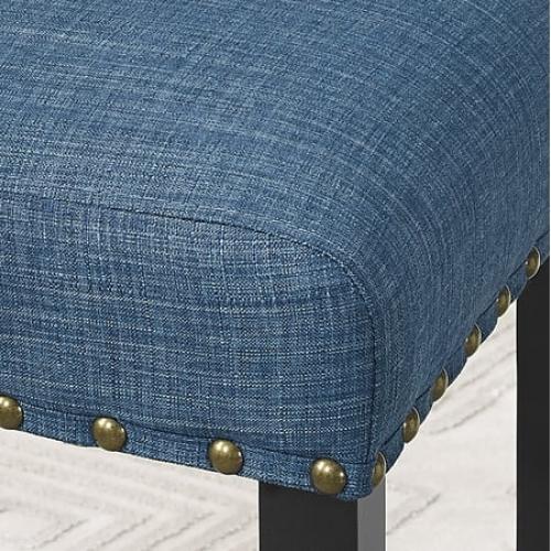 Roundhill Furniture Biony Fabric Bar Stool with Nailhead Trim in Blue (Set of 2)