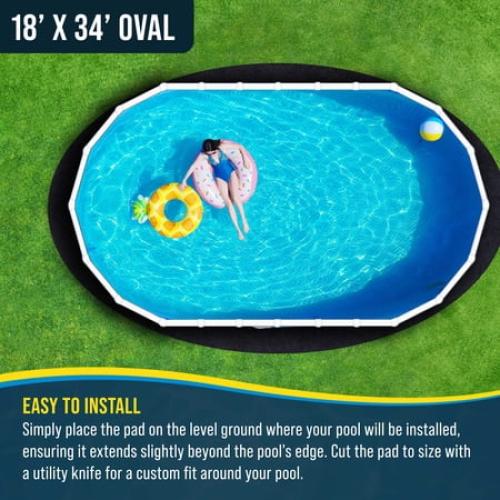 U.S. Pool Supply Armour Shield 18-Foot x 34-Foot Oval Heavy Duty Pool Liner Pad for Above Ground Swimming Pools - Protects Pool Liner, Prevents Punctures, Weed Barrier, Eco-Friendly Extends Liner Life