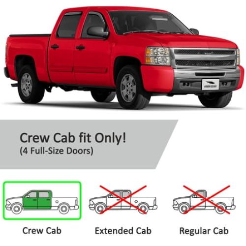 Voron Glass In-Channel Extra Durable Rain Guards for Trucks Chevrolet (Chevy) Silverado/GMC Sierra 2007-2013 Crew Cab, Window Deflectors, Vent Window Visors, 4 Pieces - 220002