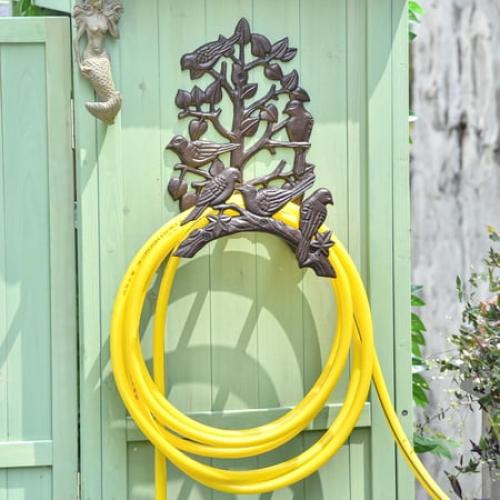 Sungmor Heavy Duty Cast Iron Hose Holder,Garden & Yard Decorative Birds Wall Mounted Hose Butler,Water Pipe Holds,Rack,Hanger,Antique Wall Decorations