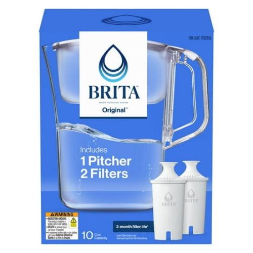 Brita Champlain Water Filter Pitcher, 10 Cup with 2 Filters