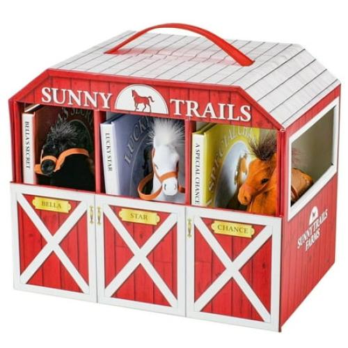 Sunny Trails Farms 3 Books and Play Horse Stable Barn Playset