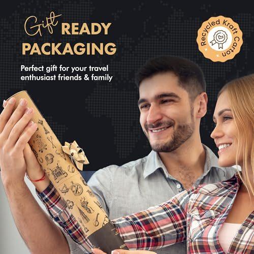 Travelization XL Scratch Off World Map with 196 Country Flags 36 x 24 Frameable World Map with Vibrant Colors and Premium Gold Coating Beautiful Scratch Map for Travelers Black