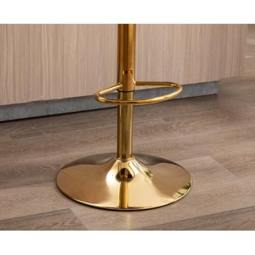 Guyou Swivel Adjustable Bar Stools Set of 2, Velvet Counter Height Barstools with Petal Back and Gold Footrest, Modern Counter Bar Height Stool Chairs for Kitchen Island Bar Cafe, Cream