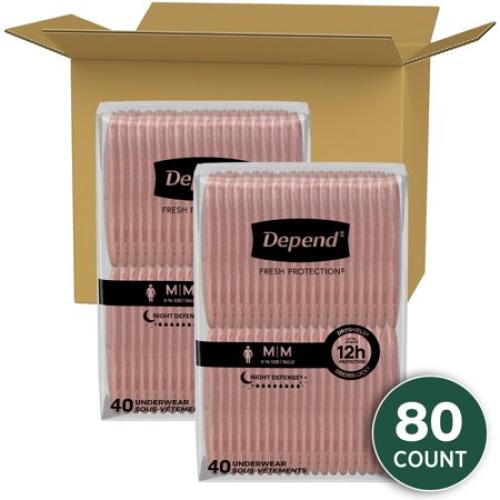 80 Count Medium Depend Night Defense Adult Diapers, Incontinence & Postpartum