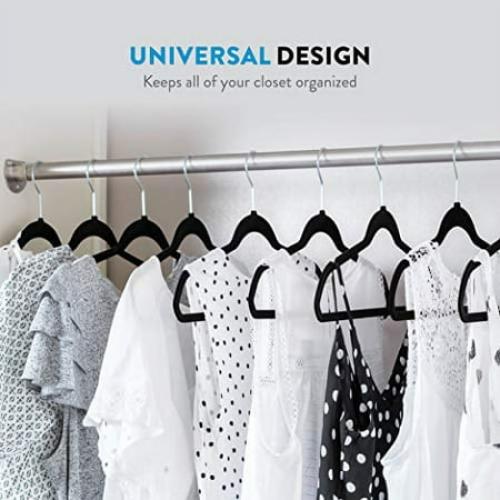 Velvet Heavy Weight Clothing Hanger, 50 Pack, Black