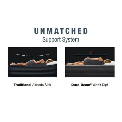 Intex Headboard 18 Queen Dura-Beam Deluxe Raised Air Bed Mattress with Built-in Pump