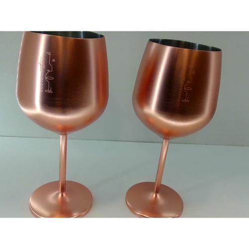 Gusto Nostro Stainless Steel Wine Glass - 18 oz - Unbreakable Rose Gold Wine Glasses for Travel, Camping and Pool - Fancy, Unique and Cool Portable Metal Wine Glass for Outdoor, Picnics (Set of 2)