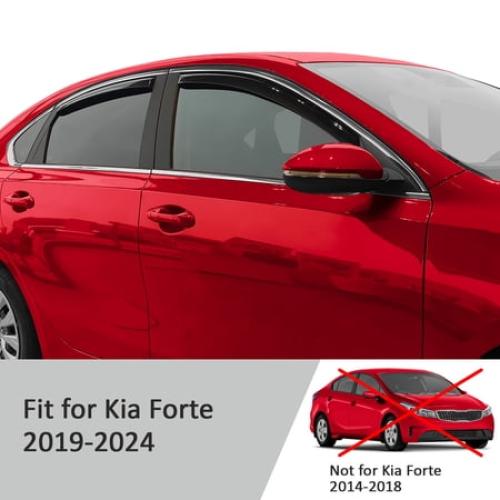 Voron Glass in-Channel Extra Durable Rain Guards for Kia Forte 2019-2024, Window Deflectors, Vent Window Visors, 4 Pieces - 201184