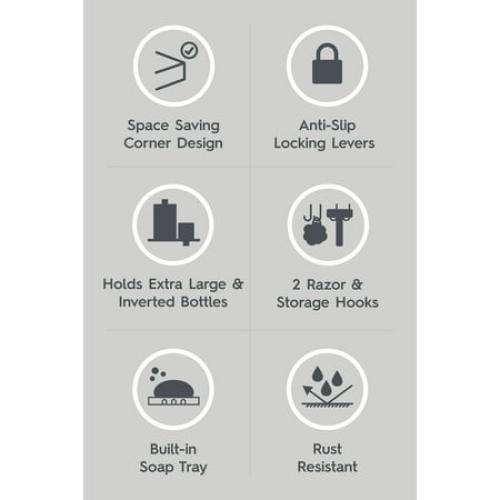 Better Homes & Gardens Tension Pole Shower Caddy, Resists Rust, 3 Tier Caddy, 5 - 9 ft, Matte Black