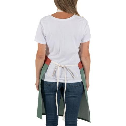 Mainstays Chef Kitchen Apron, 28 x 32 Two Tone Bib Apron with Pockets for Cooking, Baking, Gardening in Red