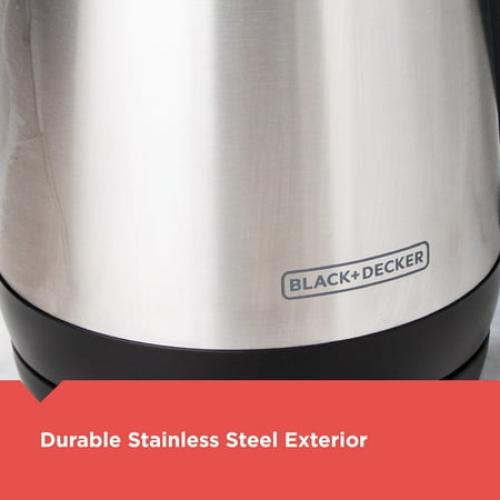 BLACK DECKER 1.7 Liter Electric Cordless Kettle, Stainless Steel