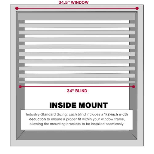 Lotus & Windoware Cordless 2 Faux Wood Room Darkening Horizontal Blind, 34.5 W x 72 L, Bright White, Embossed