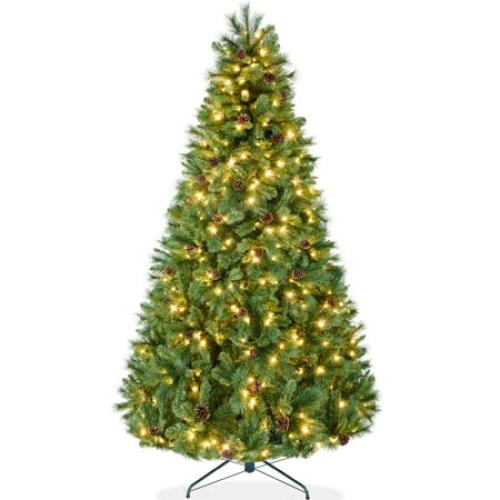 Best Choice Products 7.5ft Pre-Lit Scotch Pine Christmas Tree w/ 1,320 Branch Tips, 450 2-in-1 LED Lights