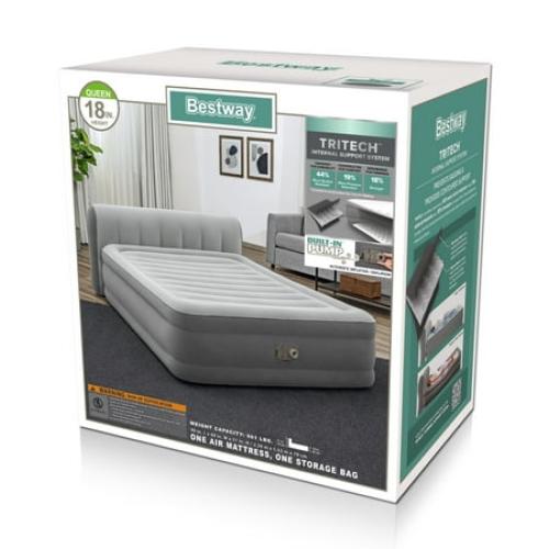 Bestway Headboard 18 Queen Air Mattress with Built-in Pump