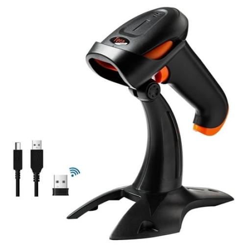 Tera Wireless 2D QR Barcode Scanner with Stand Bluetooth 2.4GHz USB Wired Handheld Bar Code Reader for Price Check HW0001