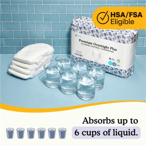 Because Premium Overnight Plus Incontinence Underwear - White, XXL, 40 Ct