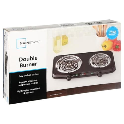 Mainstays Double Burner, 120V~ 1800W, Portable, Easy to Cook, Elegant Classic Design, 3.28 lbs