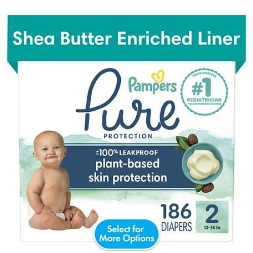 Pampers Pure Diapers Size 2, 186 Count (Select for More Options)