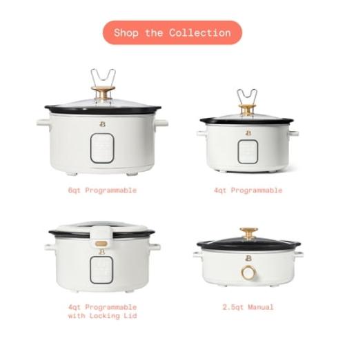 Beautiful 6 Qt Programmable Slow Cooker, White Icing by Drew Barrymore