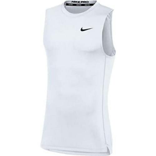 Size LNike Mens Pro Sleeveless Fitted Training Tee (Large White)
