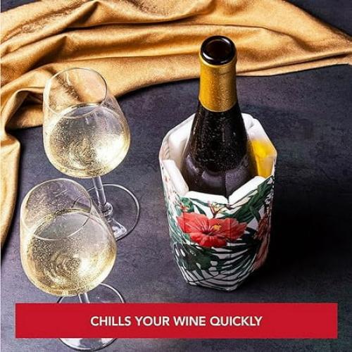 Vacu Vin Active Cooler Wine Chiller - Reusable, Flexible Wine Bottle Cooler - Floral Print - Wine Cooler Sleeve For Standard Size Bottles - Insulated Wine Bottle Chiller to Keep Wine Cold
