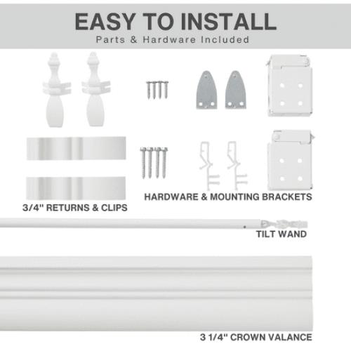 Lotus & Windoware Cordless 2 Faux Wood Room Darkening Horizontal Blind, 35 W x 72 L, Bright White, Embossed