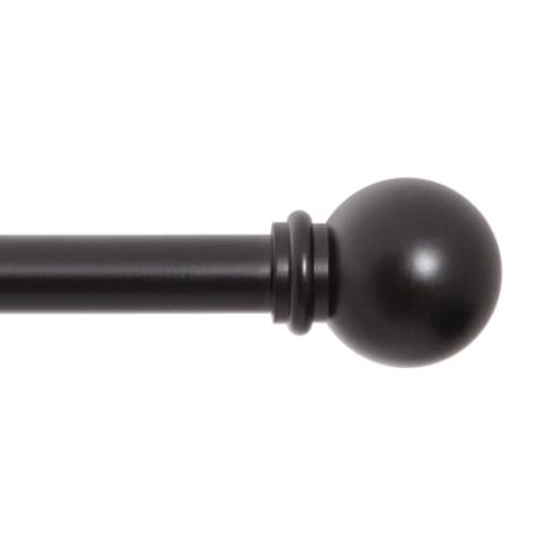 Kenney Chelsea 5/8 Matte Black Single Curtain Rod, 28-48, Black