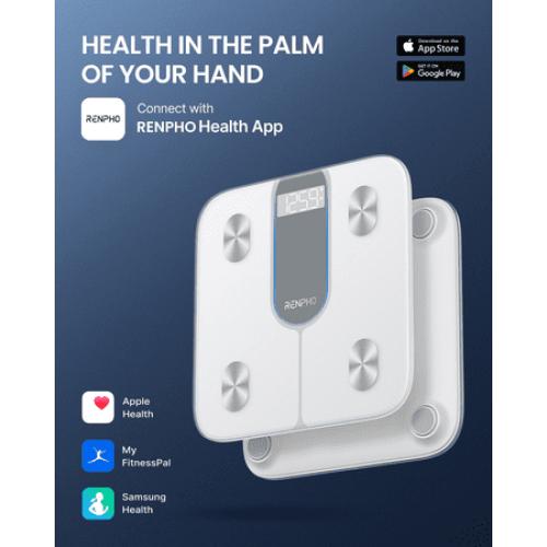 RENPHO Bluetooth Smart Body Fat Scale with App, High Precision, 13 Key Health Metrics, 440lbs, White