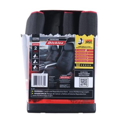Genuine Dickies 2 Piece Universal Front Car Seat Covers with Storage - Black and Red, 43156WDI