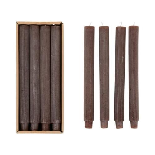 Brown Creative Co-Op Unscented Pleated Taper Candles in Box, Set of 10