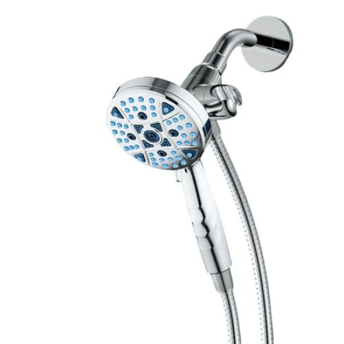 Magneton by AquaCare - High-pressure 8-setting Luxury Handheld Showerhead with Antimicrobial Nozzles, Space-age Socket-Lock Magnetic Docking and Dual-height Overhead Bracket