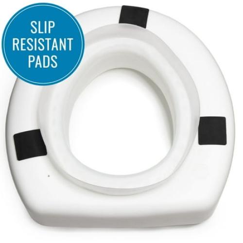 HealthSmart Raised Toilet Seat Riser That Fits Most Standard (Round) Toilet Bowls for Enhanced Comfort and Elevation with Slip Resistant Pads, 15x15x5
