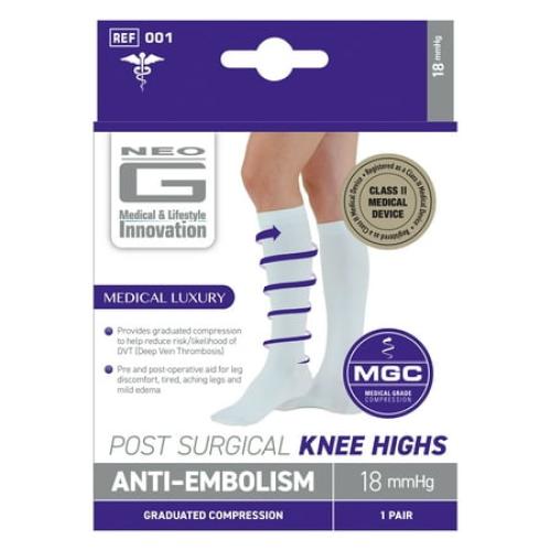 Neo G Post Surgical Knee High Anti-Embolism Stockings (18mmHg) - XLarge, White