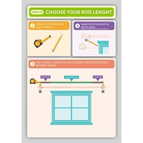 Ivilon Drapery Window Curtain Rod - End Cap Style Design 1 Inch Pole. 72 to 144 Inch Color Black