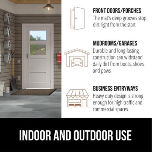 GORILLA GRIP Door Mat, Waterproof, Traffic Guard Commercial Office Doormat, 72x48, Brown