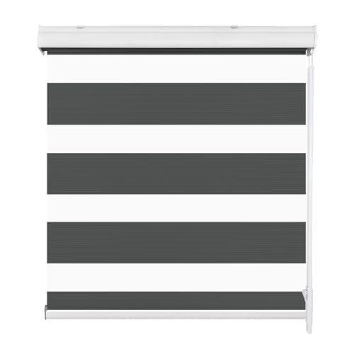 Allbright White Zebra Window Blinds 46 W × 64 H for Home Office Dual Layer Roller Shade Room Darkening Shade Roll Up and Pull Down Blinds Light Filtering Window Shades Easy to Install