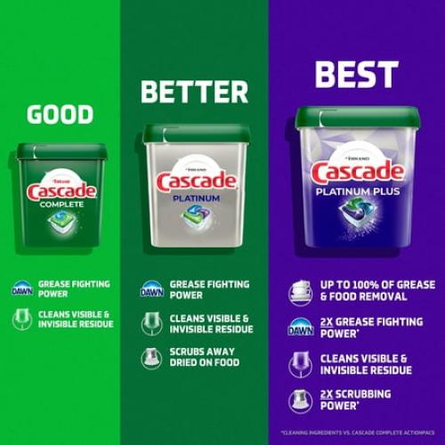 71 pack Value Size Cascade Platinum Dishwasher Pods, Dishwasher Detergent Soap Tabs, Fresh, 71 Count