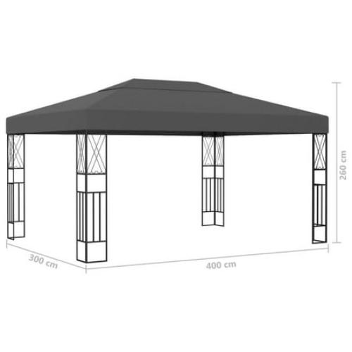 vidaXL Gazebo 9.8'x13.1' Anthracite Fabric, 48008