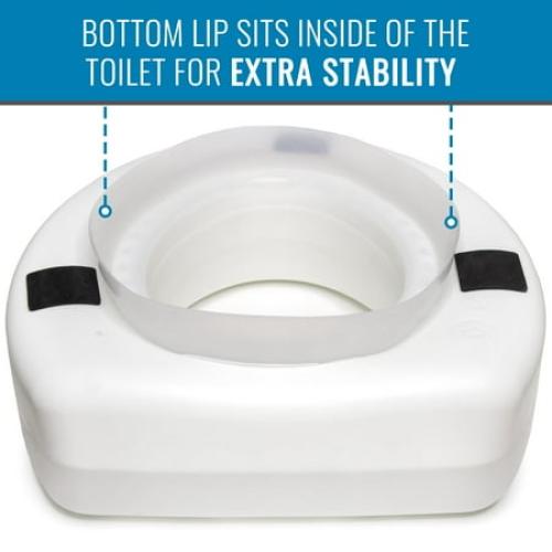 HealthSmart Raised Toilet Seat Riser That Fits Most Standard (Round) Toilet Bowls for Enhanced Comfort and Elevation with Slip Resistant Pads, 15x15x5