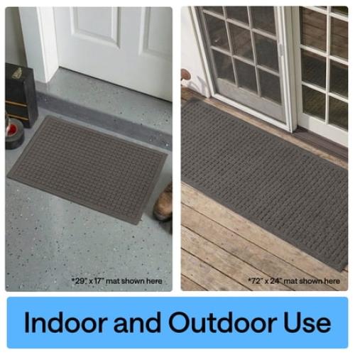 GORILLA GRIP HydroAbsorb Doormat, Indoor Outdoor Rubber Backed Weather Mat, 35x23, Grey
