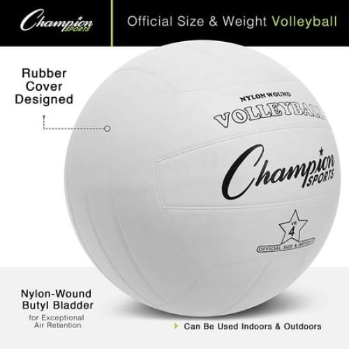 Champion Sports Rubber Volleyball, Official Size, for Indoor and Outdoor Use - Durable, Regulation Volleyballs for Beginners, Competitive, Recreational Play - Premium Equipment - Light Blue VR4
