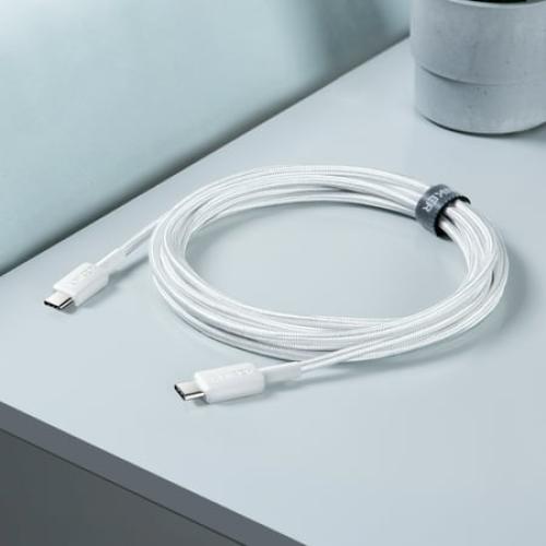 Size 10 ft Anker 60W Braided USB-C to USB-C Cable (10 ft)White